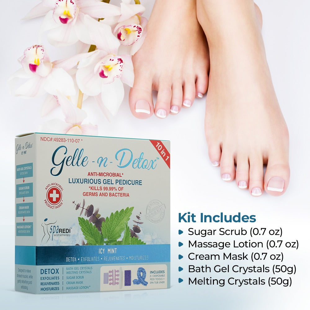 SPA REDI Gel Pedicure Kit - Luxurious Home Spa Treatment - Lavender & Rosemary, Icy Mint