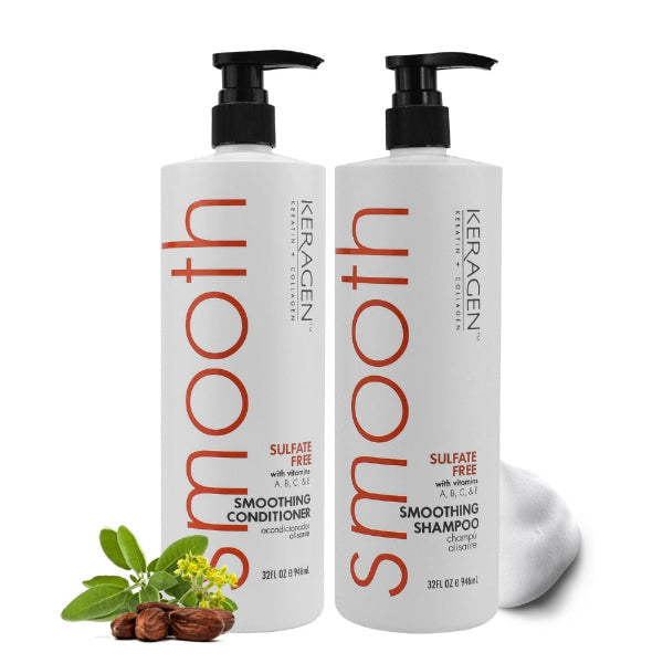 Keragen - Smoothing Shampoo and Conditioner Set with Keratin and Collagen 